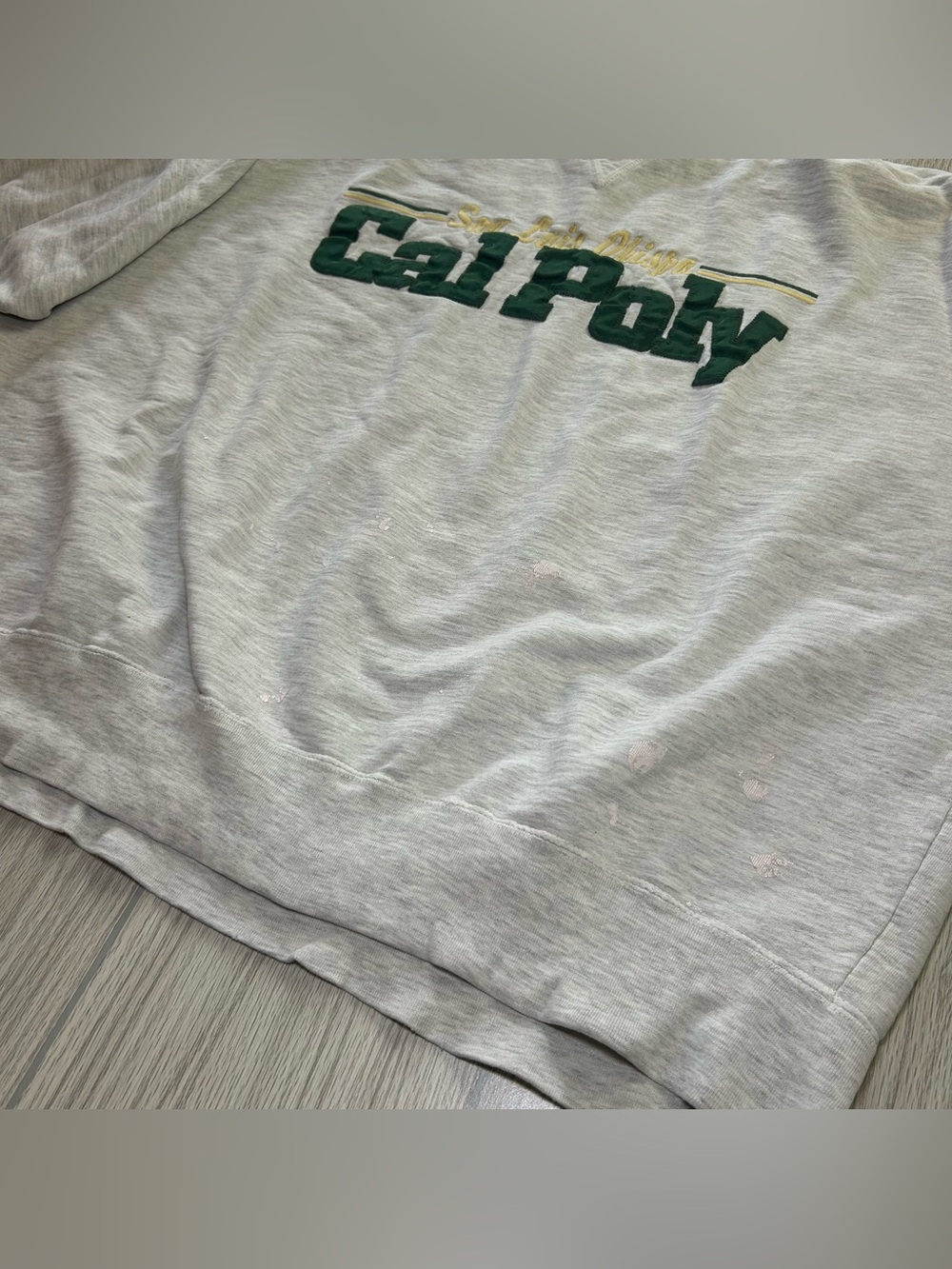 VTG 90s Cal Poly SLO Thrashed Crewneck Sweatshirt Pullover MV Sport Men XL Gray - Picture 10 of 16